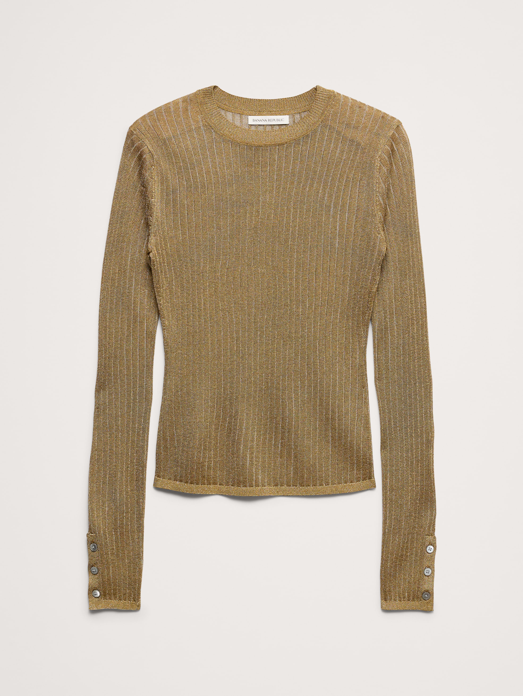 Image 5 of 5, Metallic Crew-Neck Sweater