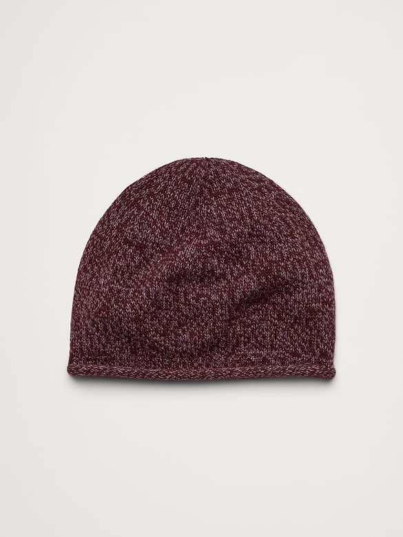 Marled Merino-Cotton Rolled Beanie