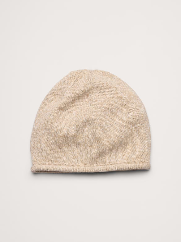 Marled Merino-Cotton Rolled Beanie