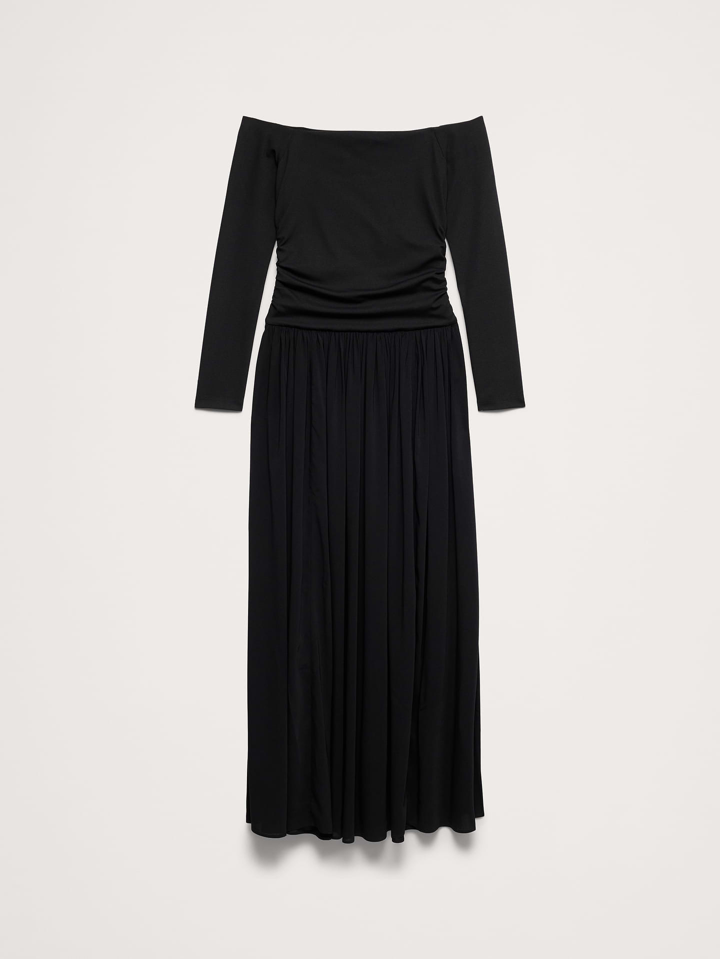 Image 4 de 4, Robe longue à épaules dénudées en jersey et crêpe georgette