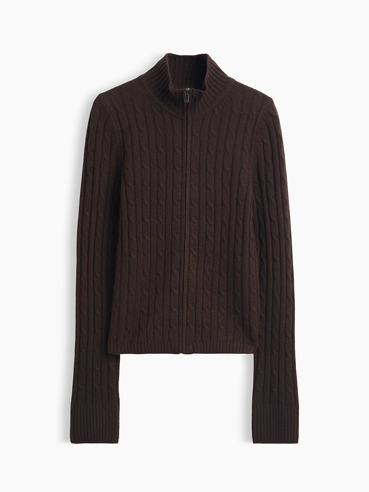 Image 5 de 5, Cardigan en tricot torsadé à glissière Effet cachemire