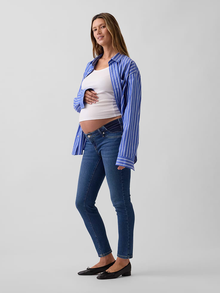 Image 3 of 3, Maternity Inset Panel Vintage Slim Jeans