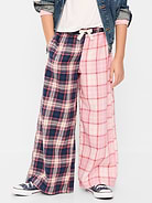 Image 2 of 4, Pull-On Wide-Leg Flannel Plaid Pants for Girls