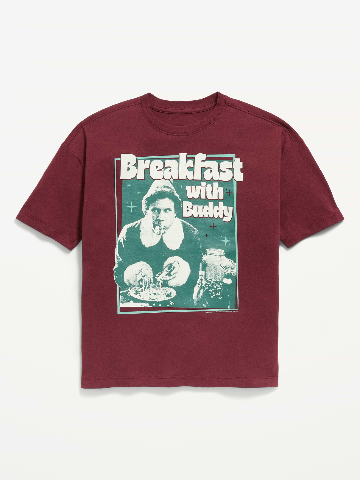 Image 1 of 2, crew neck, short sleeves, drop shoulders, licensed graphic, ELF and all related characters and elements© & ™ NLP., Product #1181857