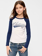Image 1 of 3, crew neck, long raglan sleeves, graphic at front in select colors, Product #1181810