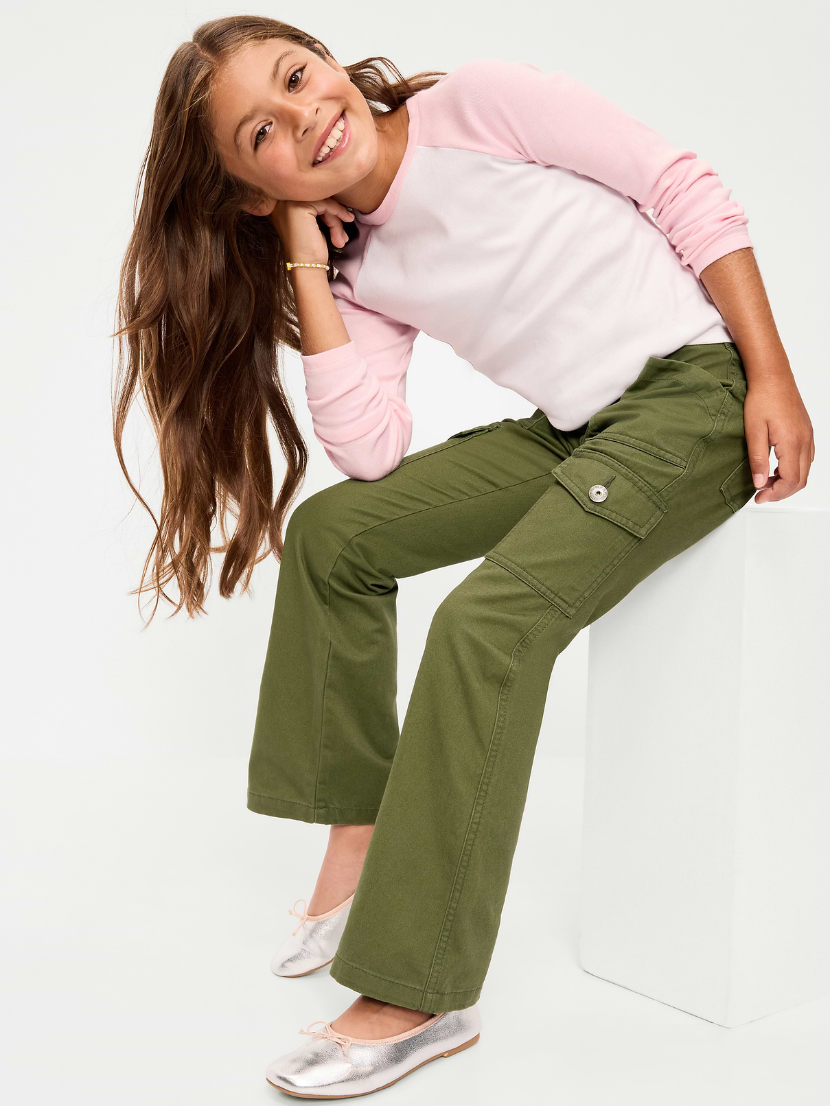 Image 3 of 5, Low-Rise Flare-Leg Utility Pants for Girls