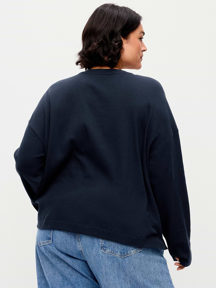 Image 7 of 7, Vintage Long-Sleeve Waffle Knit Crew-Neck T-Shirt