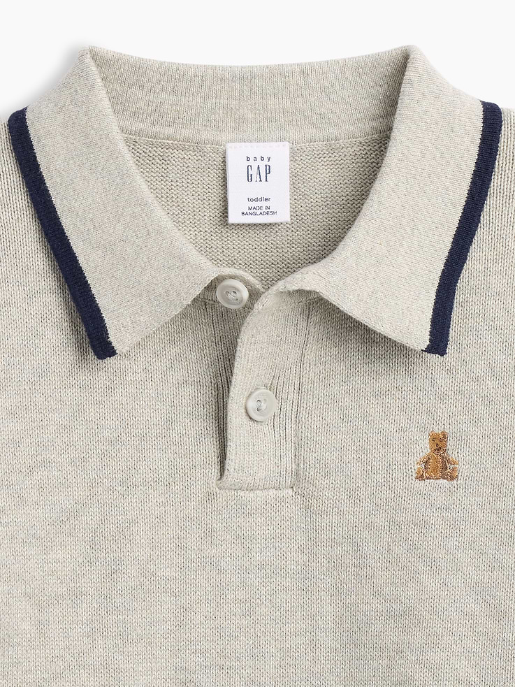Image 2 of 3, babyGap 100% Cotton Brannan Bear Polo Sweater
