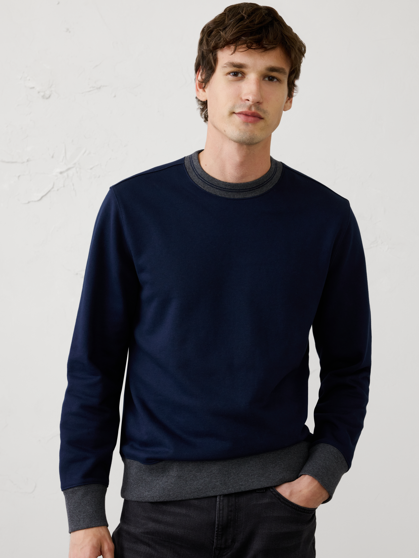 Image number 1 showing, Fleece Ringer Crew-Neck Sweatshirt