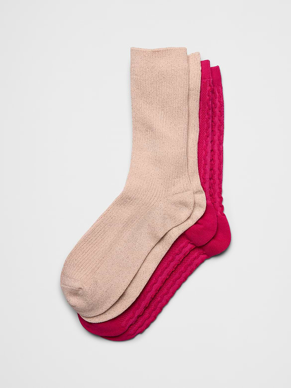 Womens Textured Stripe Socks (2 Pack)