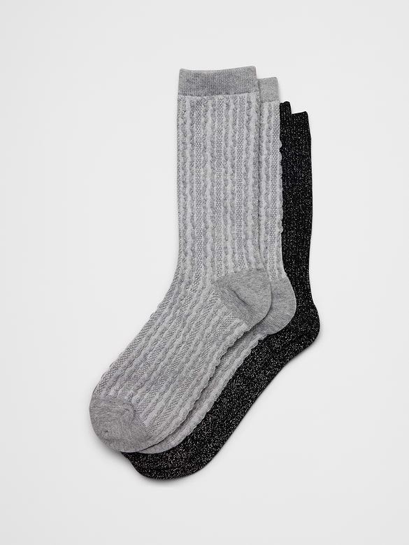 Womens Textured Stripe Socks (2 Pack)