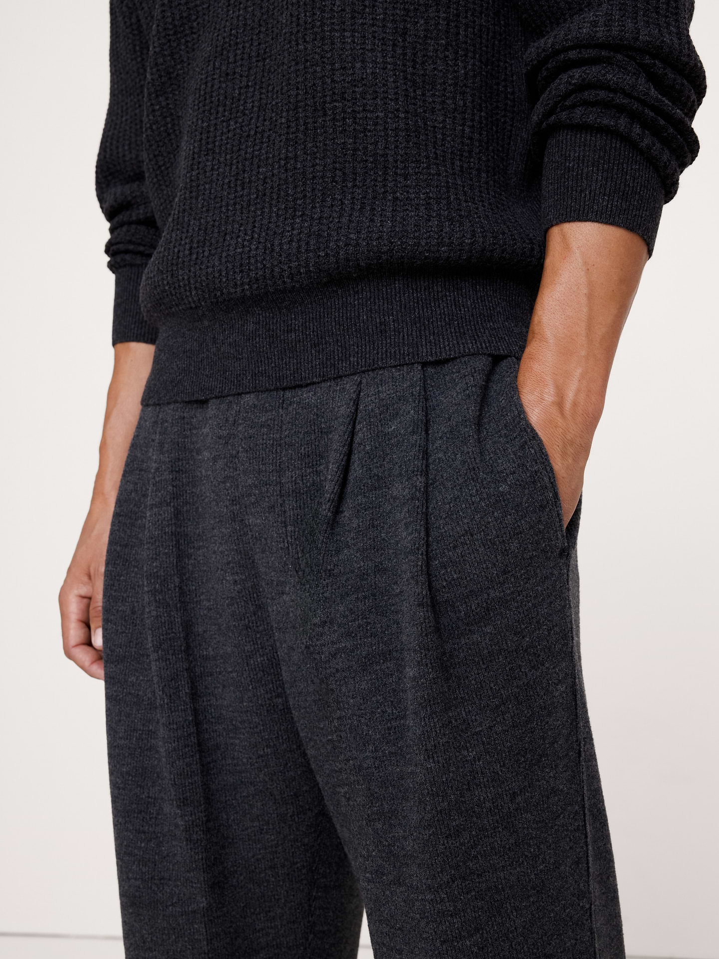 Image 3 of 5, Relaxed Wool-Blend Pull-On Puddle Pant