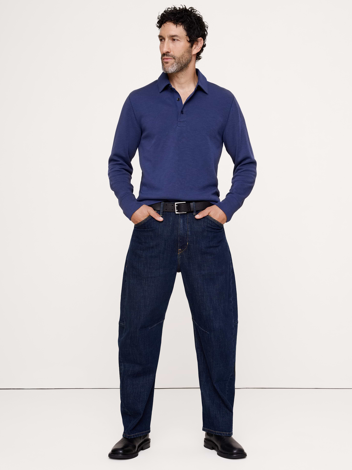 Image 1 of 4, Our Double-Knit fabric is made from a blend of organic cotton that we love for its incredible softness and its ability to serve as either a first or second layer., Standard Fit: A straight and easy fit., Polo collar with button placket., Straight hem with vented sides., Product #1180476