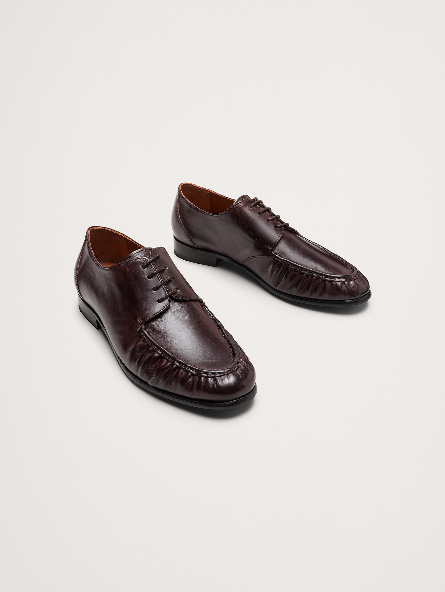 Image 3 of 6, Italian Leather Moc-Toe Derby Loafer