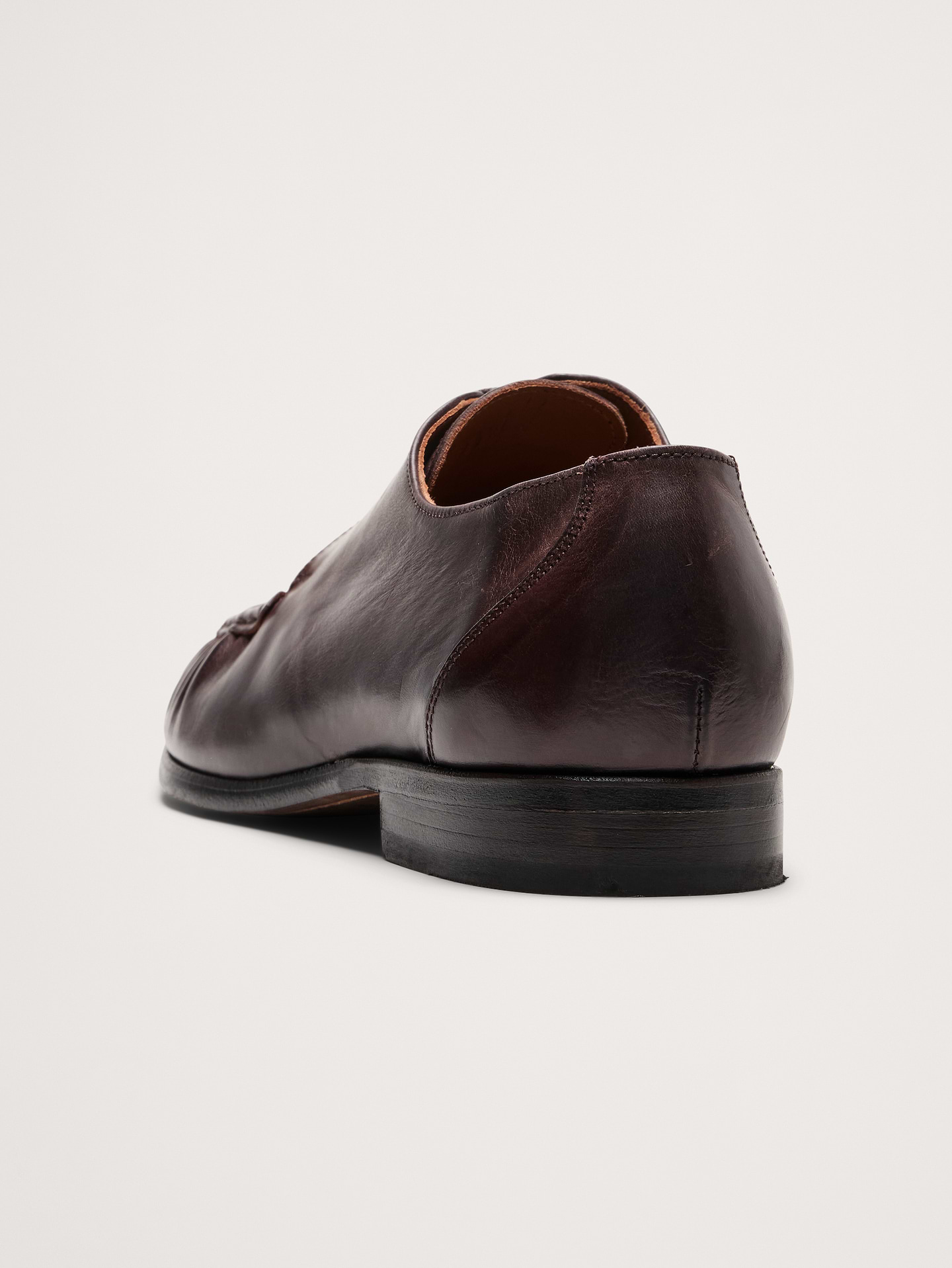 Image 4 of 6, Italian Leather Moc-Toe Derby Loafer