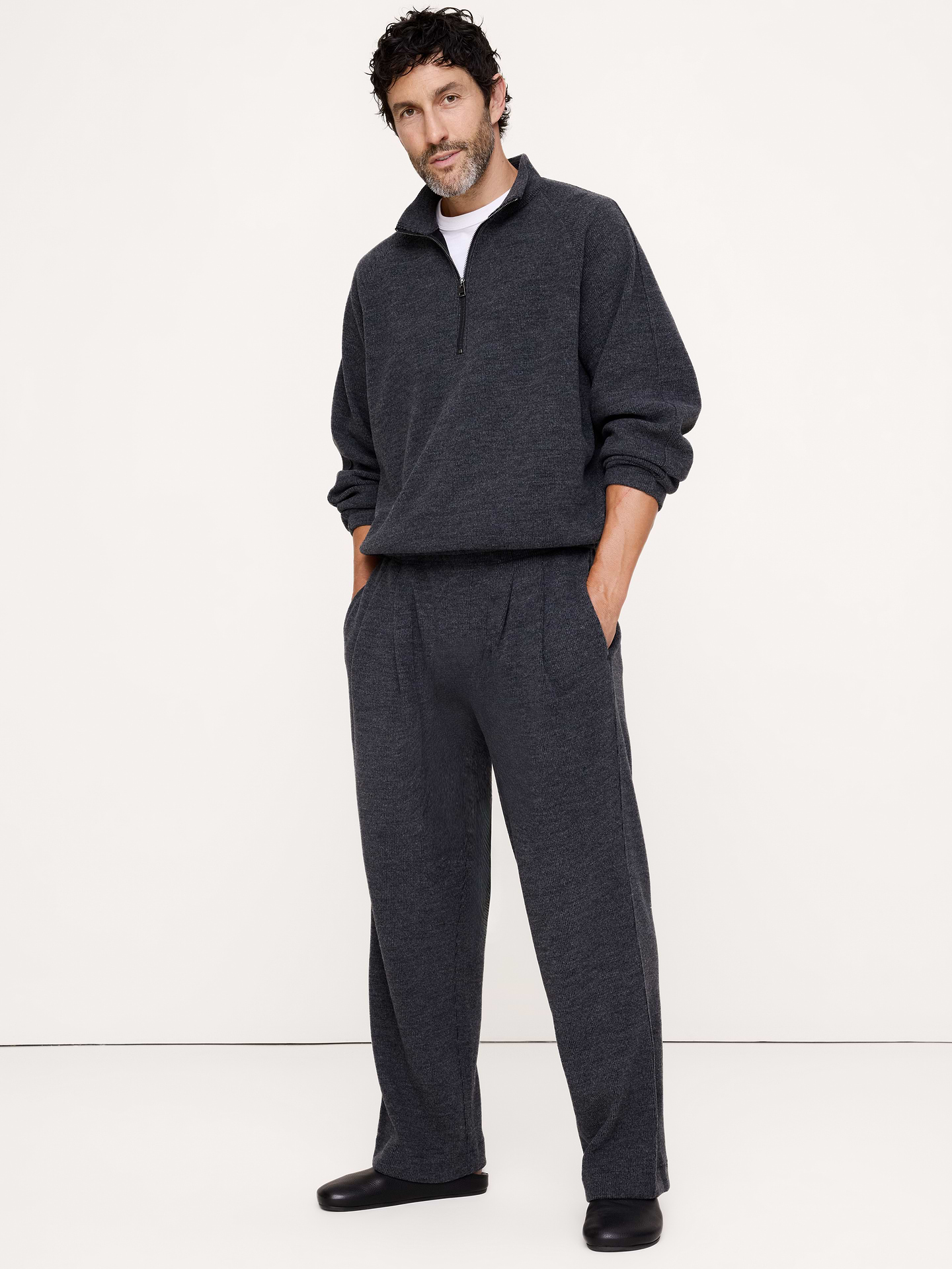 Image 4 of 5, Relaxed Wool-Blend Pull-On Puddle Pant