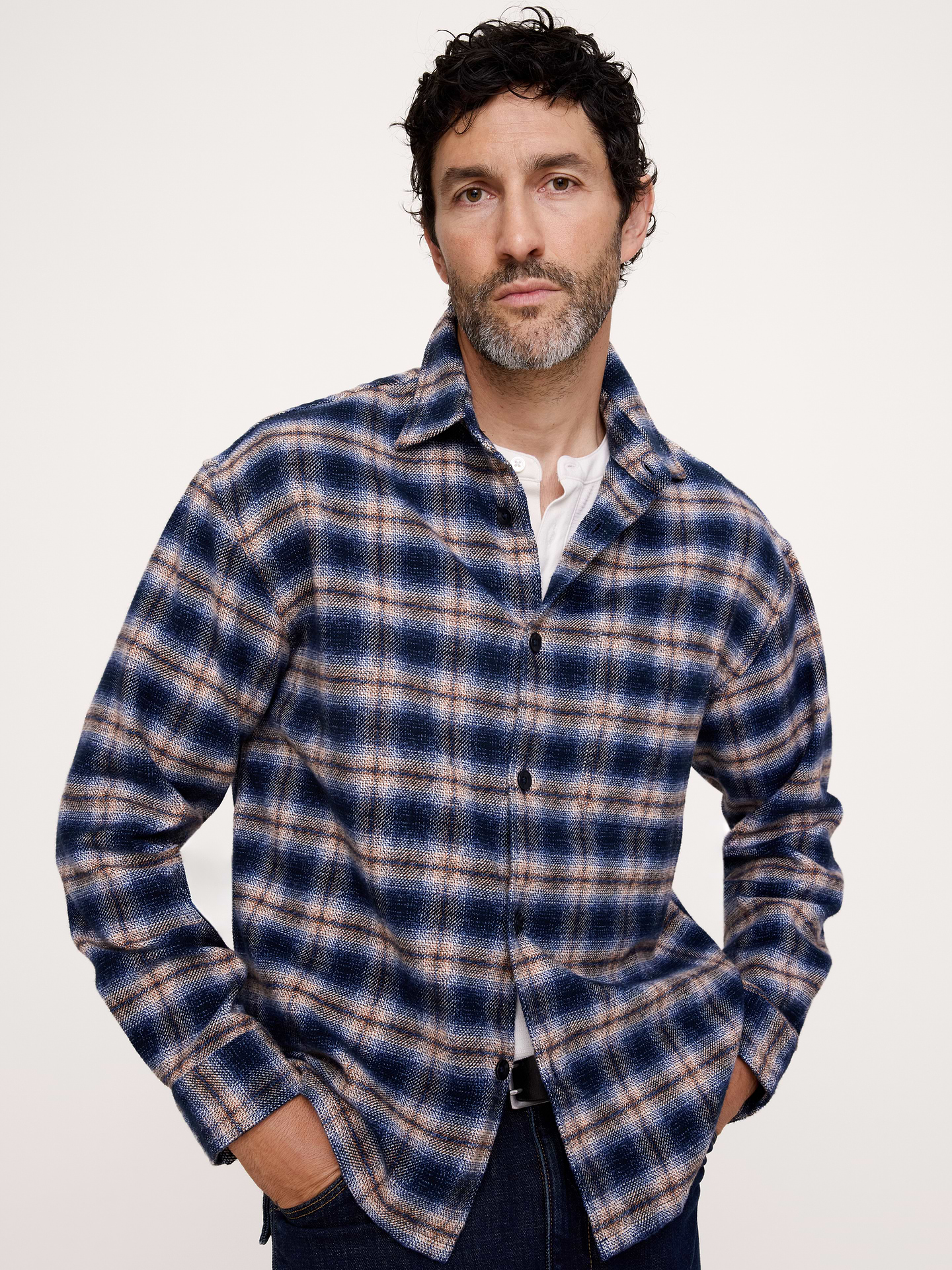 Image 1 of 5, A cold-weather essential, we love this midweight flannel shirt because it's: oh-so-soft, warm enough to layer, and made from certified organic cotton—just the way we like it., Relaxed Fit: A straight & roomy fit with a dropped shoulder seam., Spread collar with button front., Chest pocket., Straight hem., Product #906439
