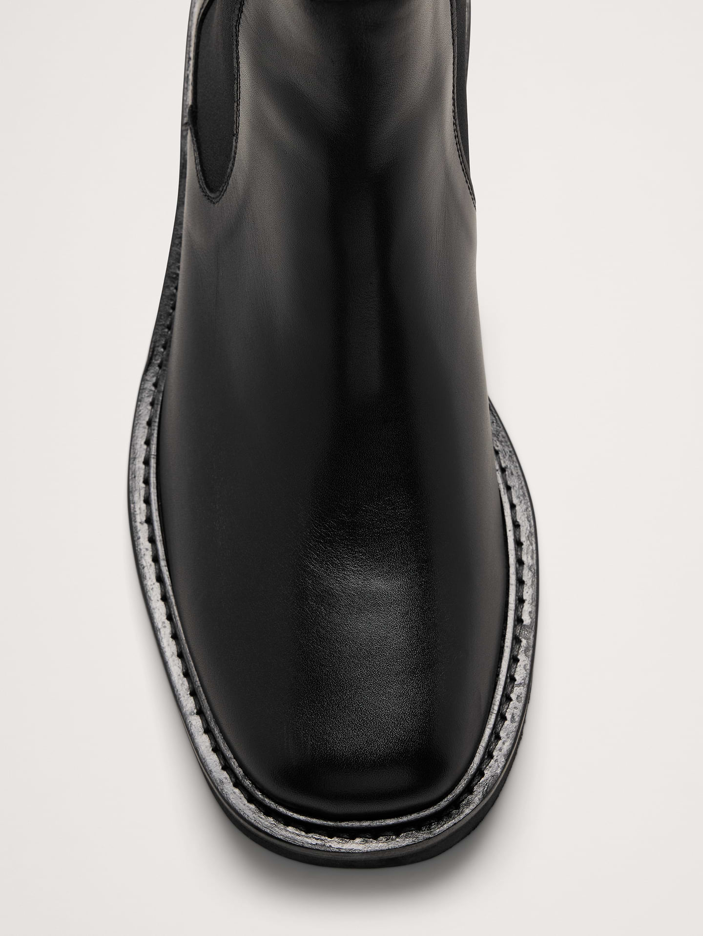 Image 5 of 6, Italian Leather Square-Toe Chelsea Boot