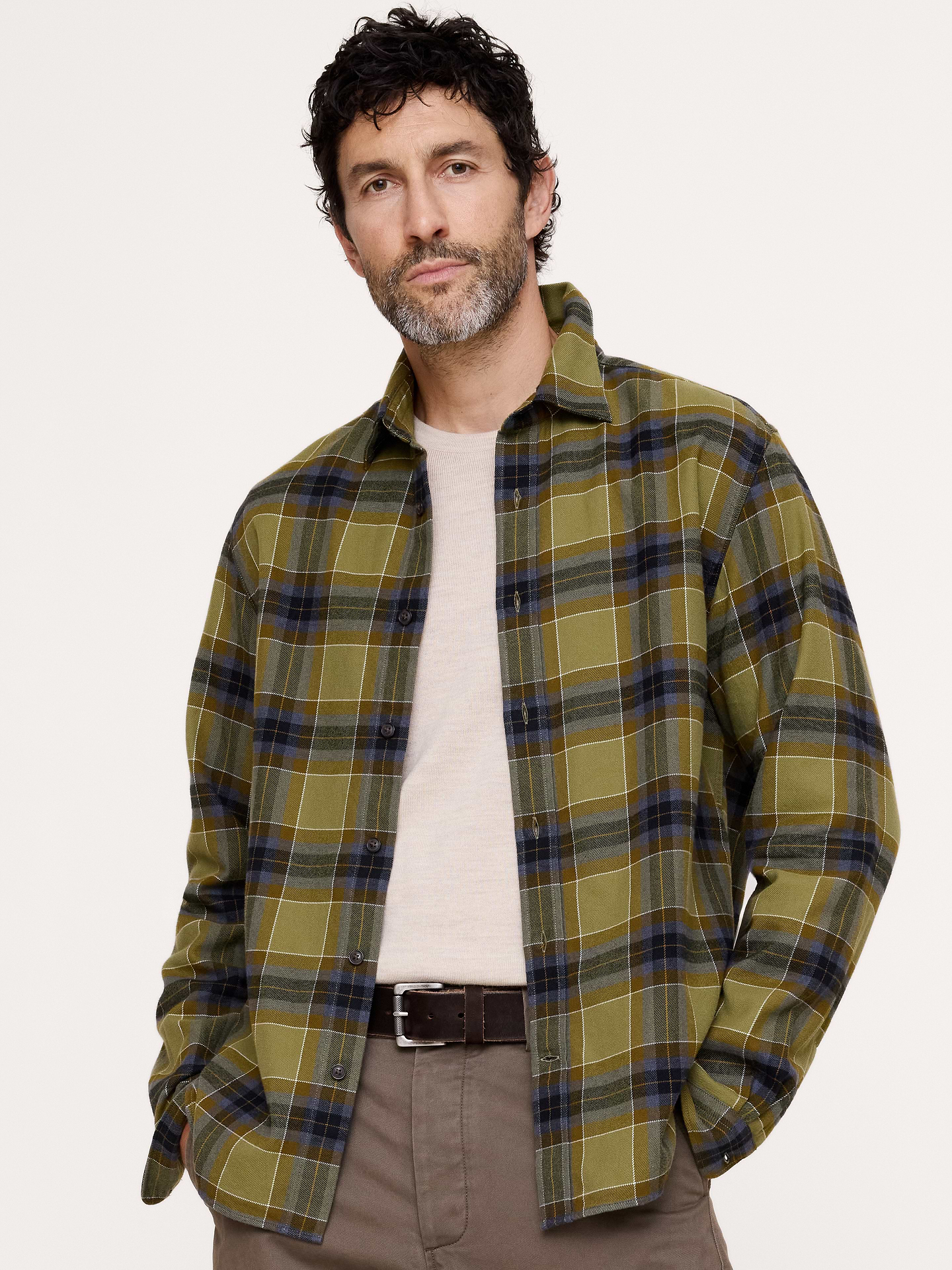 Image 1 of 8, We love this brushed flannel shirt because it's: oh-so-soft, warm enough to layer, and made from cotton—just the way we like it., A straight and easy fit., Spread collar with button front., Shirttail hem., Product #906448