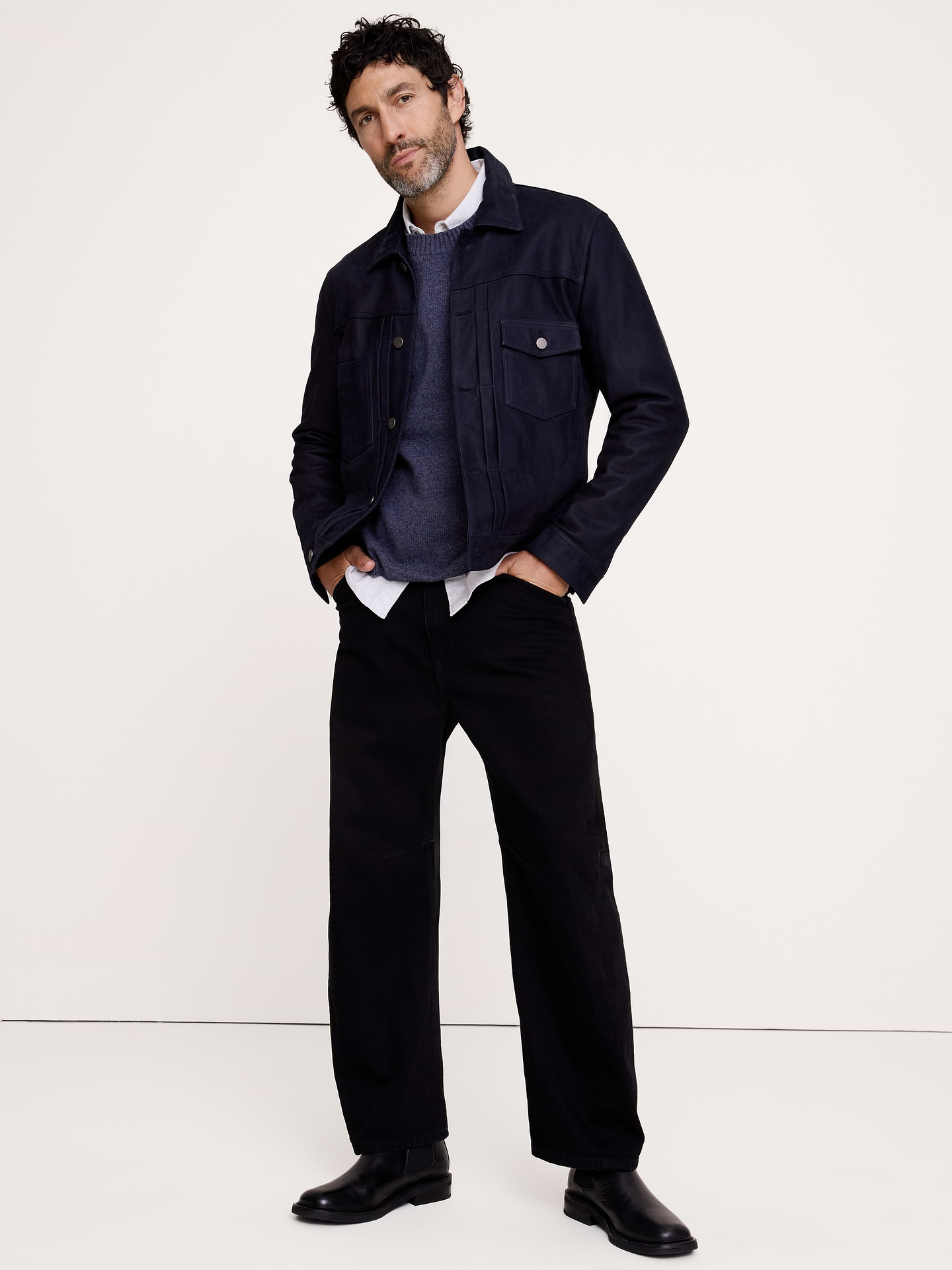 Image 4 of 5, Italian Merino-Blend Crew-Neck Sweater