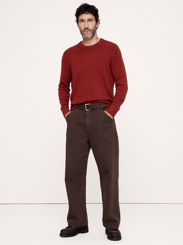 Marled Italian Cotton-Cashmere Crew-Neck Sweater