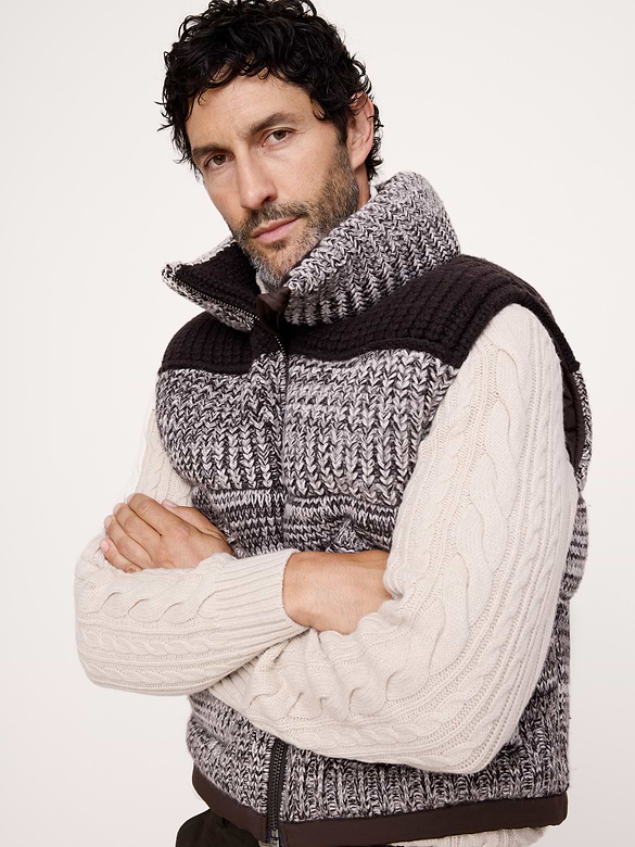 Wool-Cashmere Puffer Sweater Vest