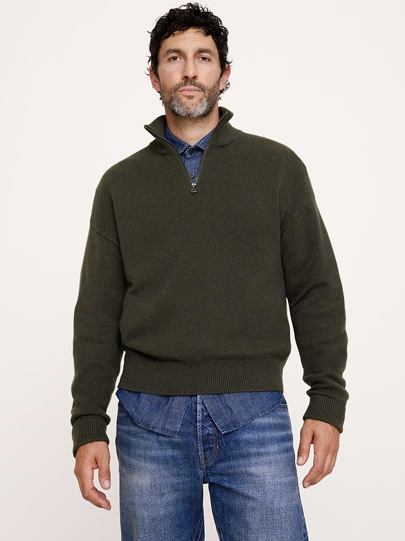 Italian Cotton-Cashmere Quarter-Zip Sweater