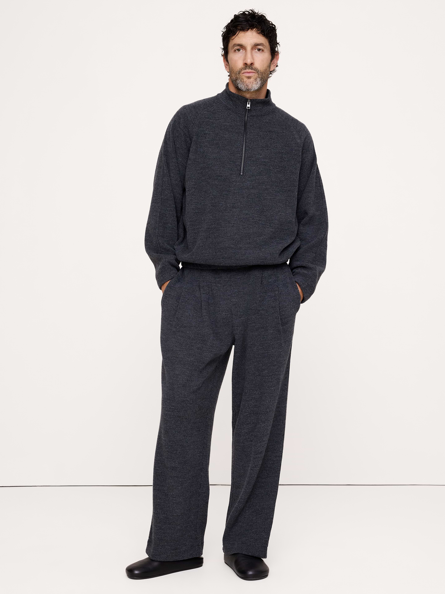 Image 4 of 5, Wool-Cotton Blend Quarter-Zip Sweater