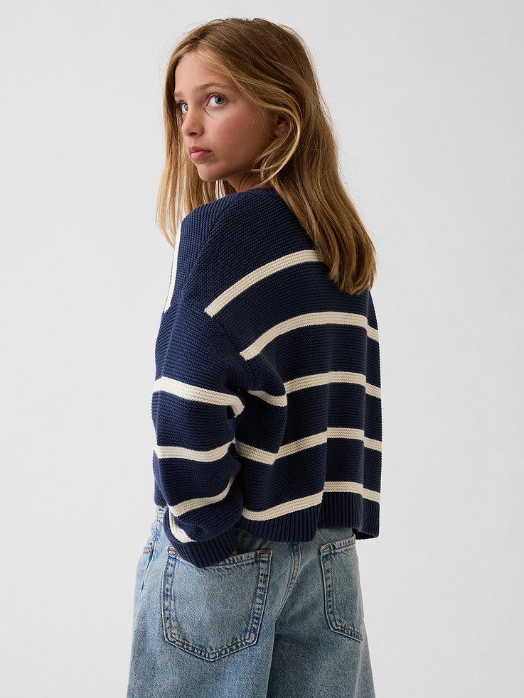 Image 3 of 5, Kids 100% Cotton Oversized Boxy Cardigan Sweater