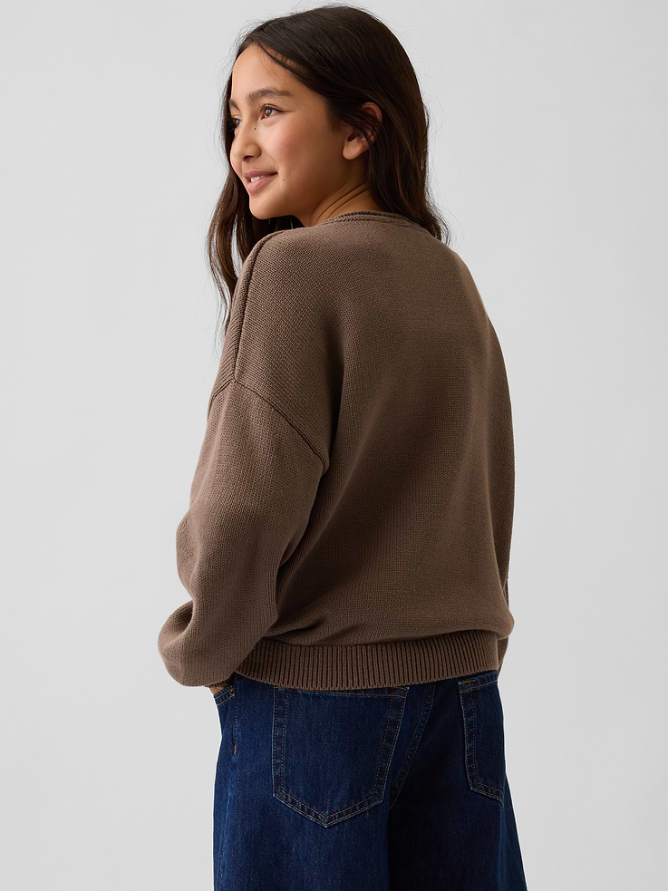 Image 3 of 5, Kids 100% Cotton Oversized Rollneck Sweater