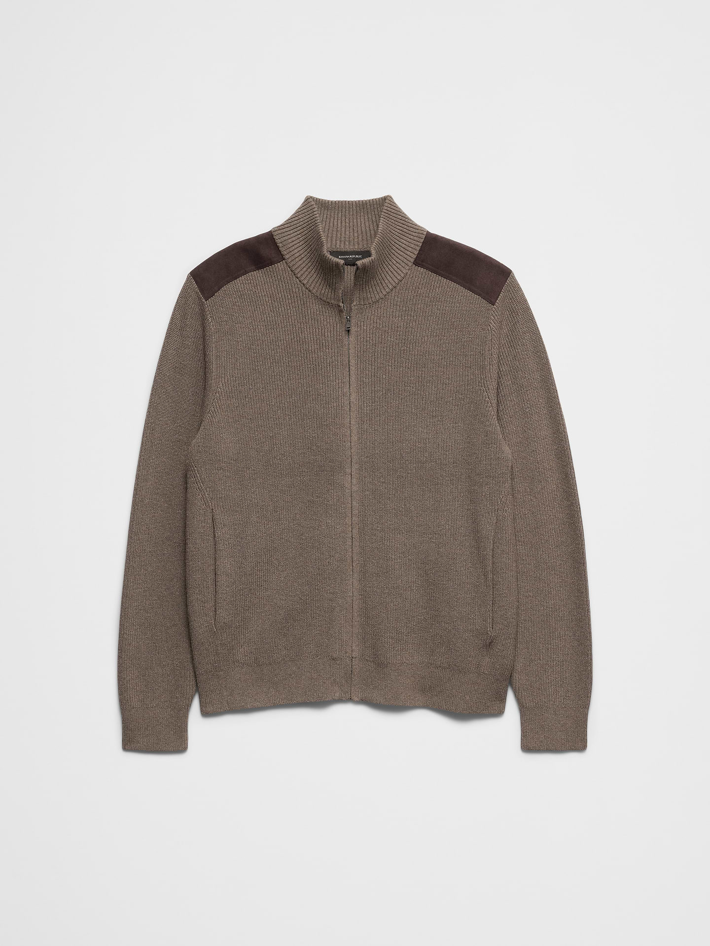 Image 4 of 4, Vegan Suede Patch Sweater Jacket