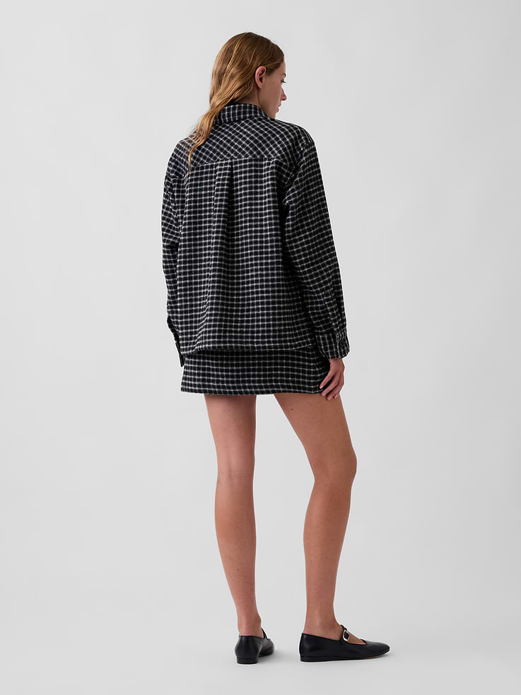 Image 2 of 6, Wool-Blend Plaid Belted Mini Skort