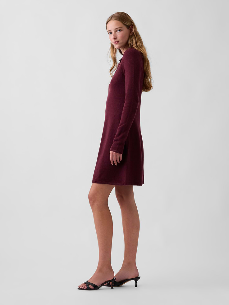 Image 3 of 5, CashSoft Polo Sweater Mini Dress