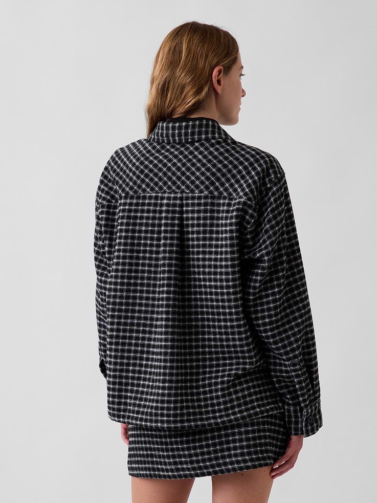 Image 3 of 6, Wool-Blend Plaid Shirt Jacket