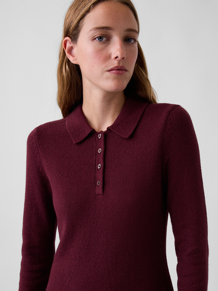 Image 4 of 5, CashSoft Polo Sweater Mini Dress