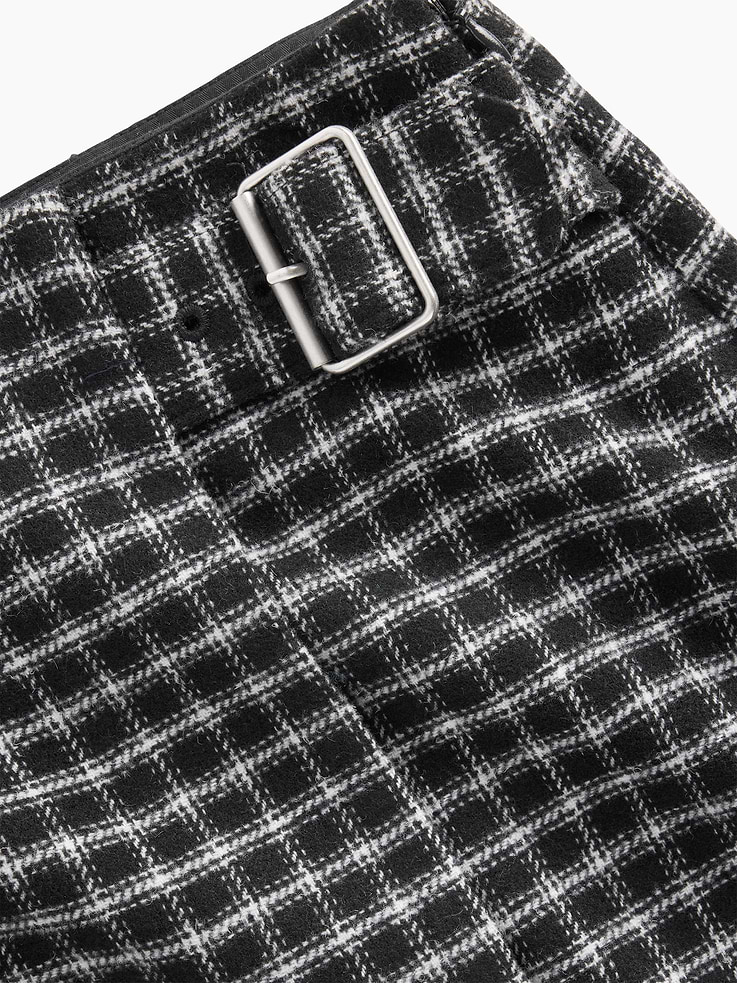 Image 5 of 6, Wool-Blend Plaid Belted Mini Skort