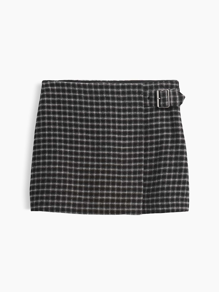 Image 6 of 6, Wool-Blend Plaid Belted Mini Skort