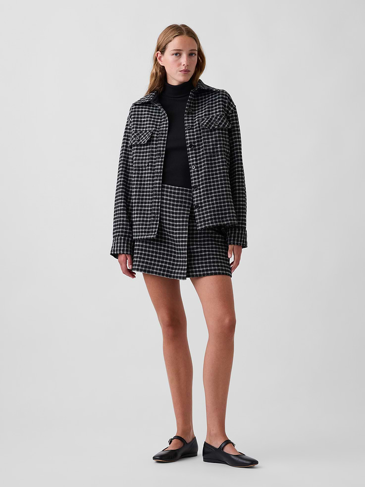 Image 5 of 6, Wool-Blend Plaid Shirt Jacket