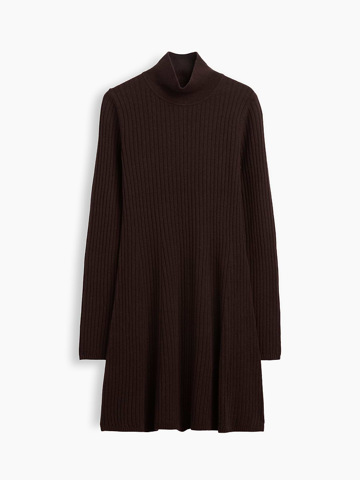 Image 5 of 5, CashSoft Rib Turtleneck Sweater Mini Dress