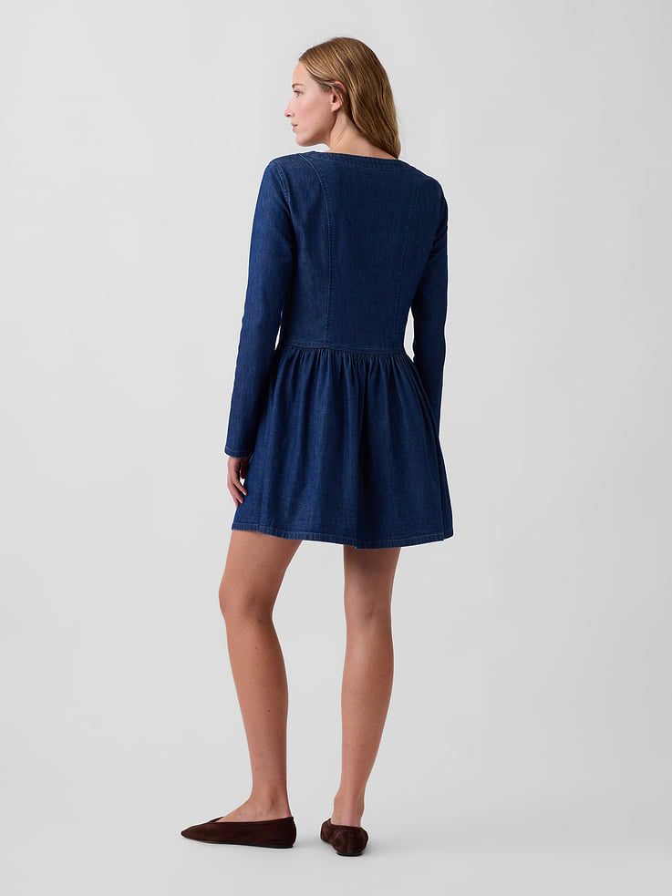 Image 2 de 5, Robe courte en denim à taille tombante