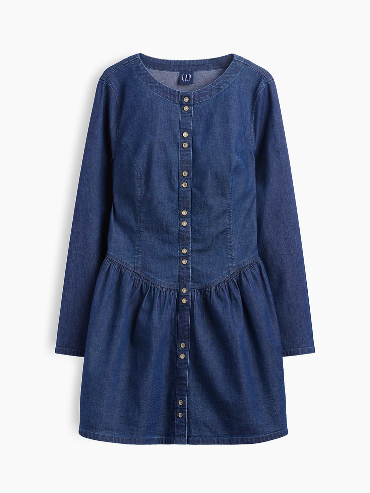 Image 5 de 5, Robe courte en denim à taille tombante