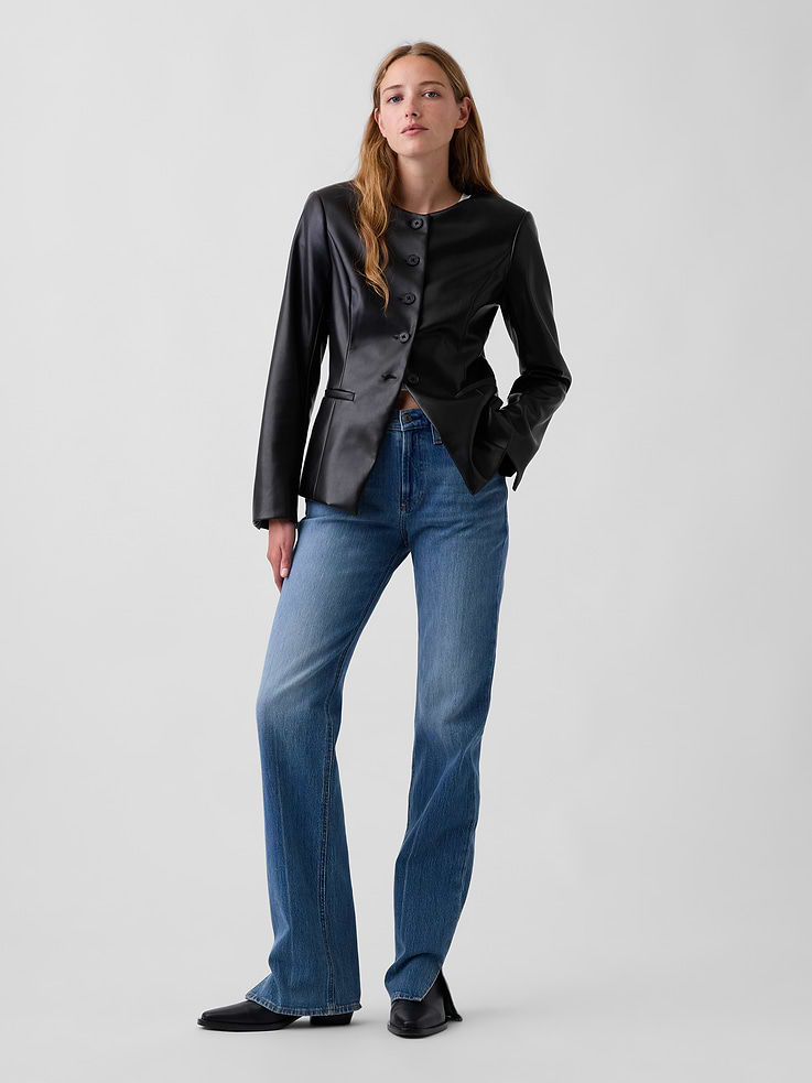 Image 2 of 5, Vegan Leather Blazer Top