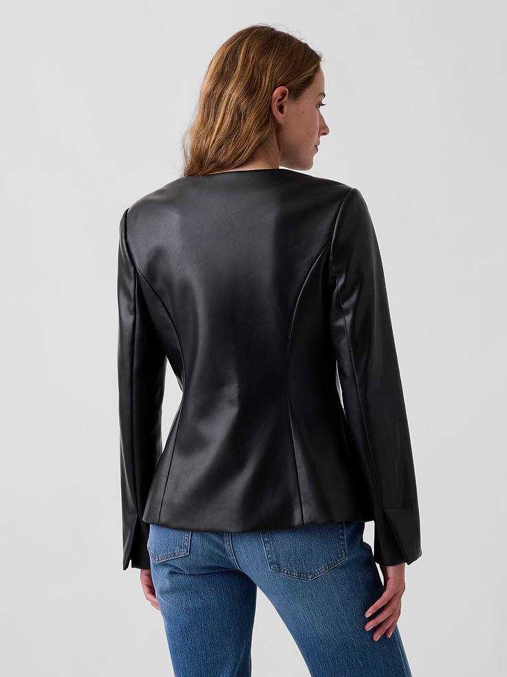 Image 3 of 5, Vegan Leather Blazer Top