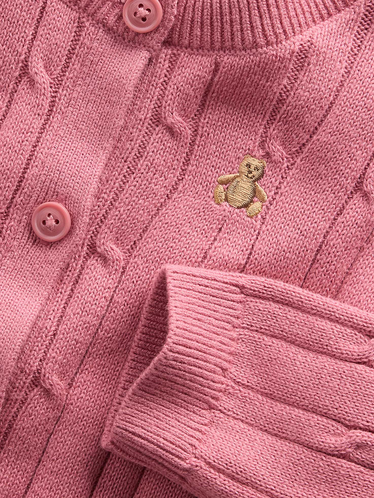 Image 3 of 3, Baby Cable-Knit Cardigan Sweater Outfit Set