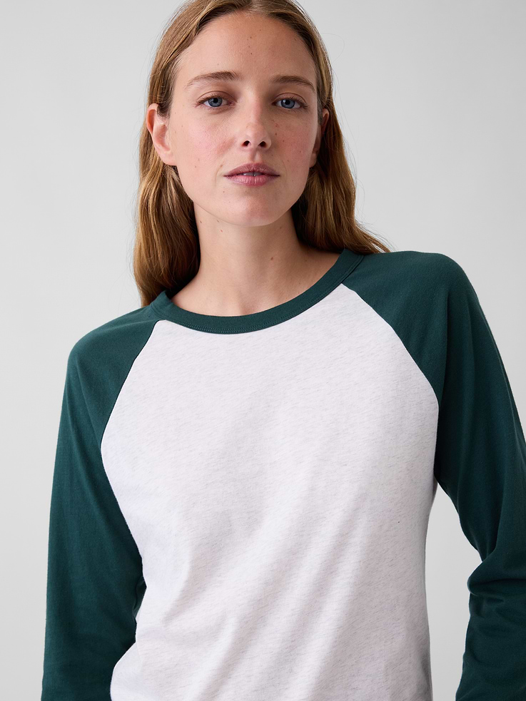 Image 4 of 5, Organic Cotton VintageSoft Raglan T-Shirt