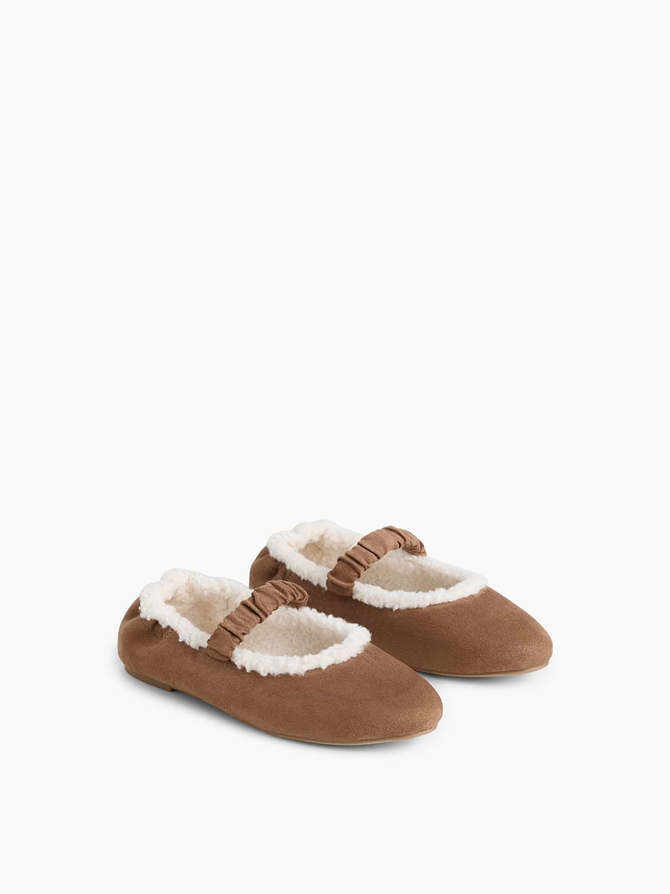 Image 2 de 4, Ballerines en suédine végane à doublure en sherpa pour Enfant