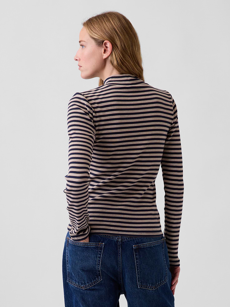 Image 3 of 5, Modern Rib Mockneck T-Shirt