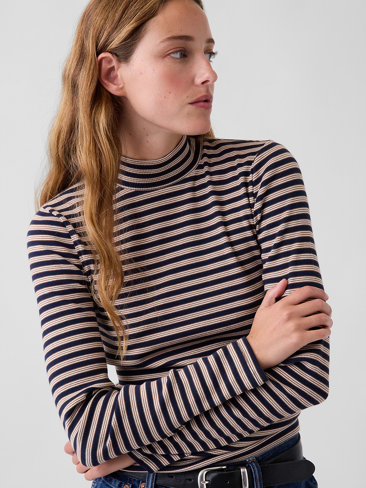 Image 4 of 5, Modern Rib Mockneck T-Shirt