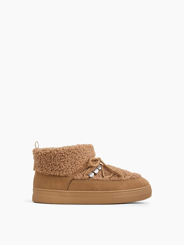 Kids Sherpa & Vegan Suede Snow Boots