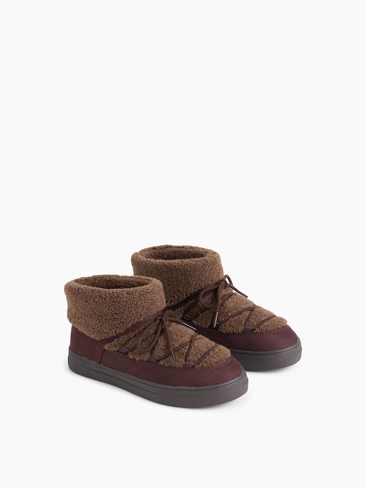 Image 2 of 5, Kids Sherpa & Vegan Suede Snow Boots